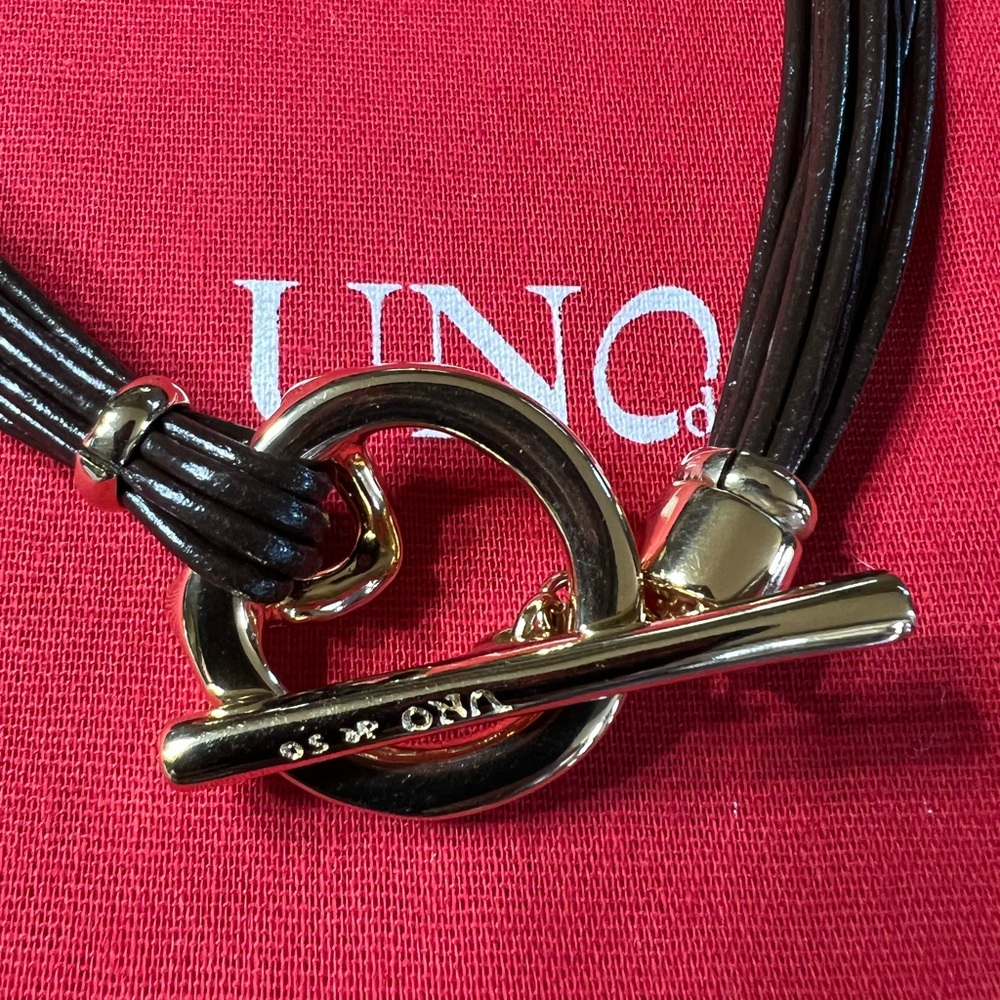 UNOde50 Meeting Point necklace gold/brown 16” NEW - Picture 4 of 6